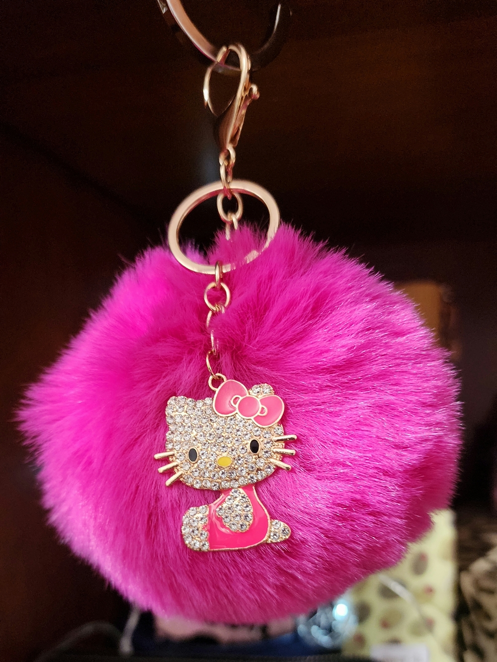Hello Kitty Fuchsia Pom Pom Keychain 💎 Great b-day Take Home  Gift